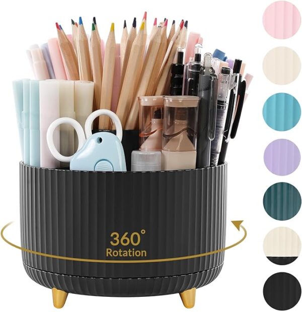 SKYDUE 360 Degree Rotating Desk Organizer, Dual-Purpose Pencil Pen Holder for Desktop