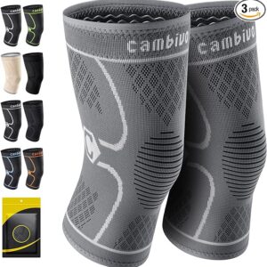 CAMBIVO 2 Pack Knee Brace, Knee Compression Sleeve for Men and Women